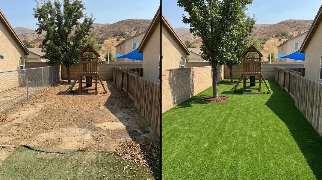 Result artificial grass installation in Riverside - Riverside Turf Installation