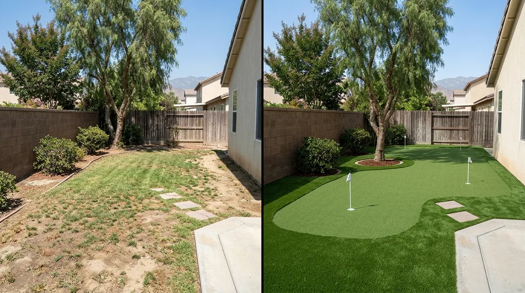 Result artificial grass installation in Riverside - Riverside Turf Installation