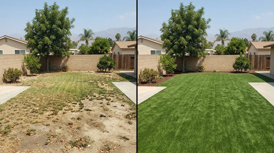 Result artificial grass installation in Riverside - Riverside Turf Installation